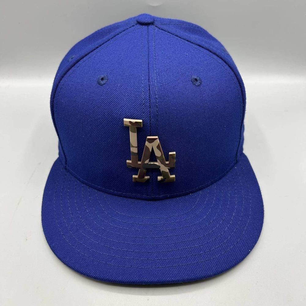 Los Angeles LA Dodgers MLB Hat Men 7 3/8 Blue Camo 59Fifty New Era Fitted Cap